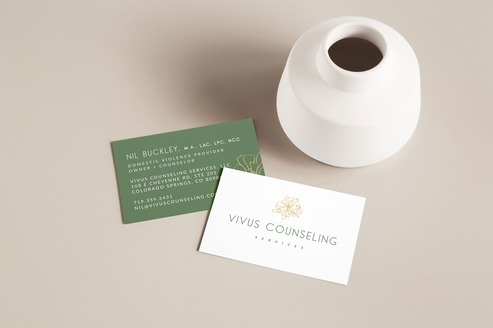 Brand business card mockups - Vivus Counseling - Whiskey and Red Small Business Branding and Website Design Packages