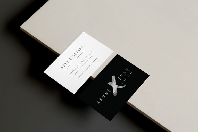 Whiskey and Red Small Business Branding and Logo Design Packages - Brand business card Mockup for Xanne Fran Studios - New York