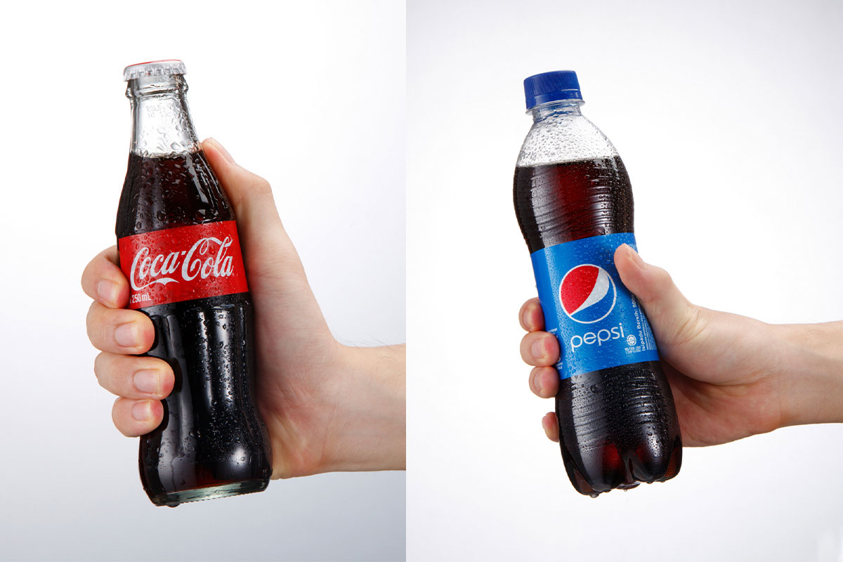 Pepsi and Coke bottles