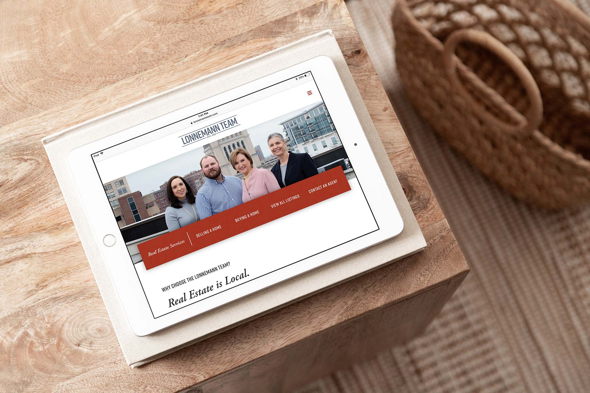 Whiskey and Red Small Business Branding and Website Design Packages - Web ipad landscape Mockup for the Lonnemann Real Estate Team - Indianapolis, Indiana