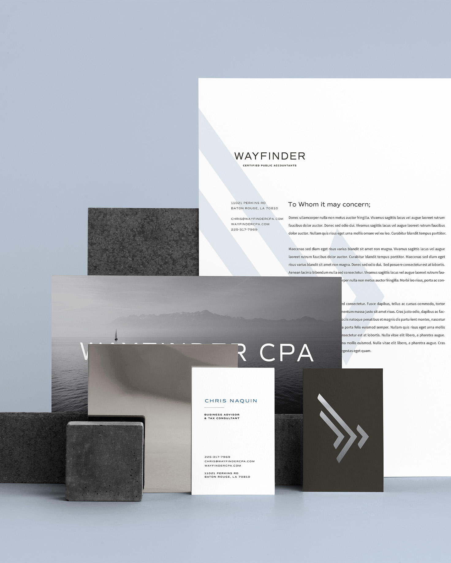 Brand stationary - Wayfinder CPA - Whiskey and Red Small Business Branding and Website Design Packages