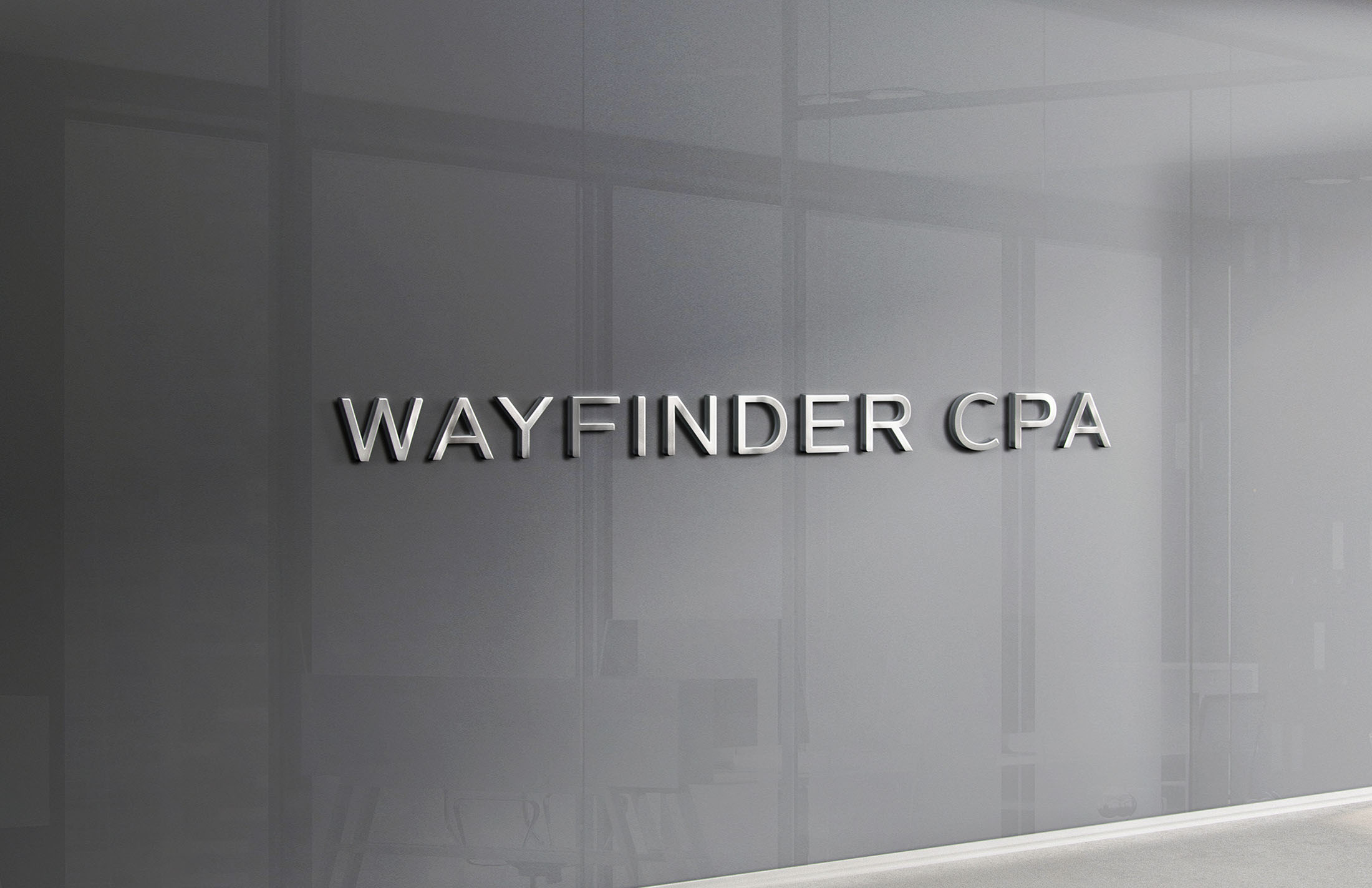 Brand business signage with logo - Wayfinder CPA - Whiskey and Red Small Business Branding and Website Design Packages
