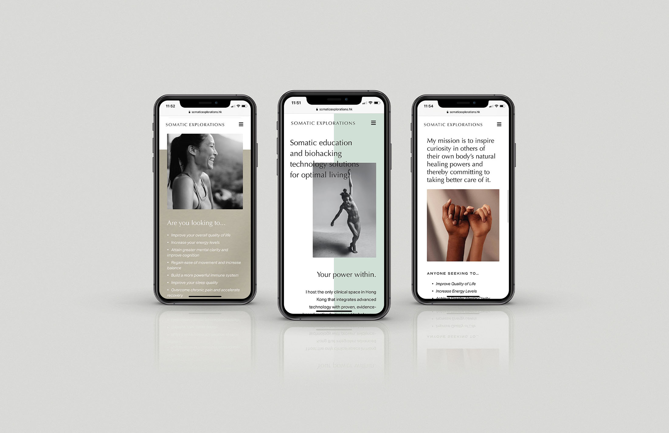 Website design mobile mockup - Somatic Explorations - Whiskey and Red Small Business Branding and Website Design Packages