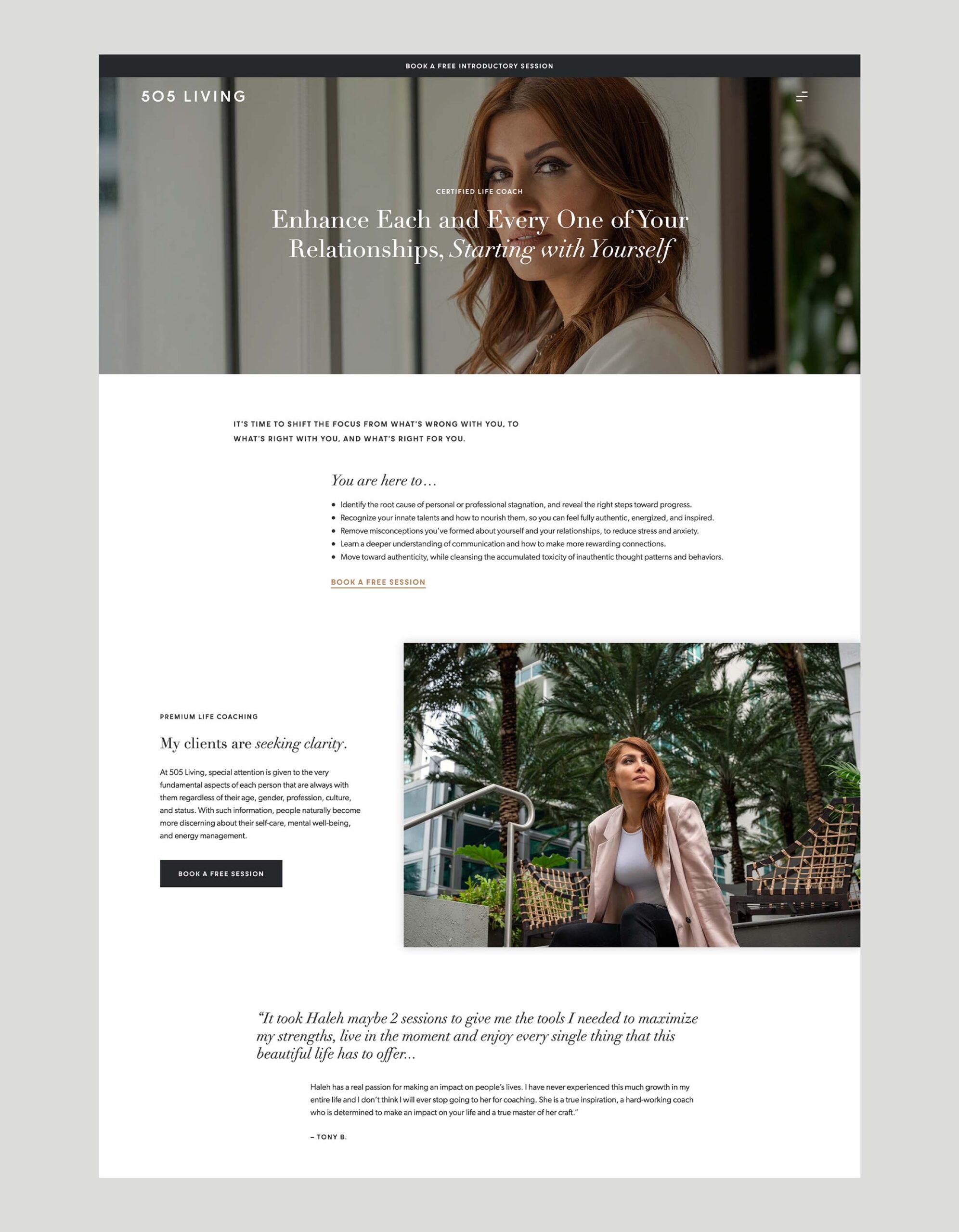 Website design mockup - 505 Living - Whiskey and Red Small Business Branding and Website Design Packages