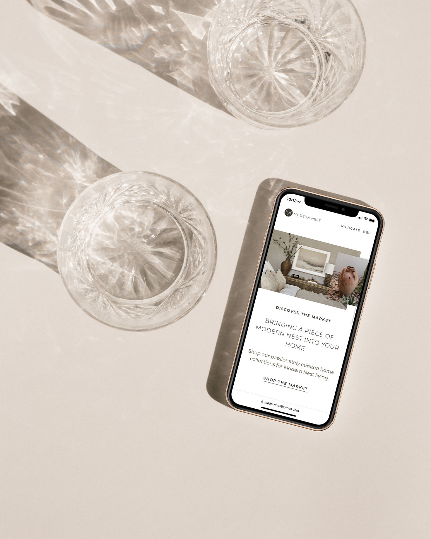 Mobile Website Design mockup for Modern Nest - Whiskey and Red Small Business Branding and Website Design Packages