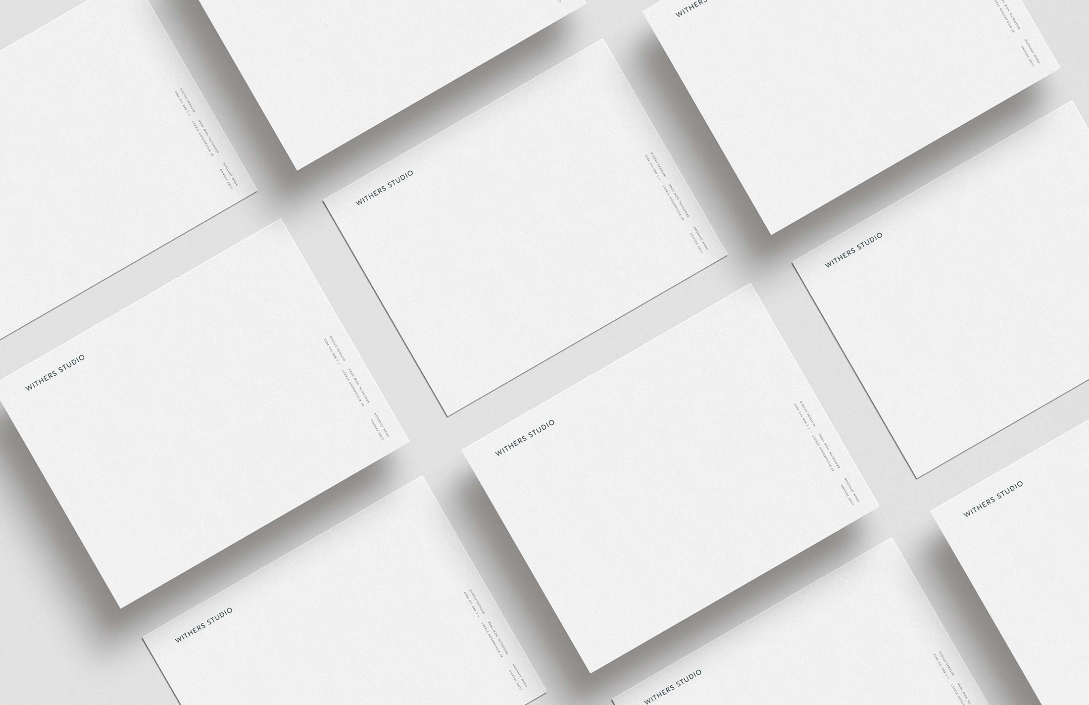 Stationery set featuring Withers Studio branding, including letterhead with a modern, cohesive design layout.