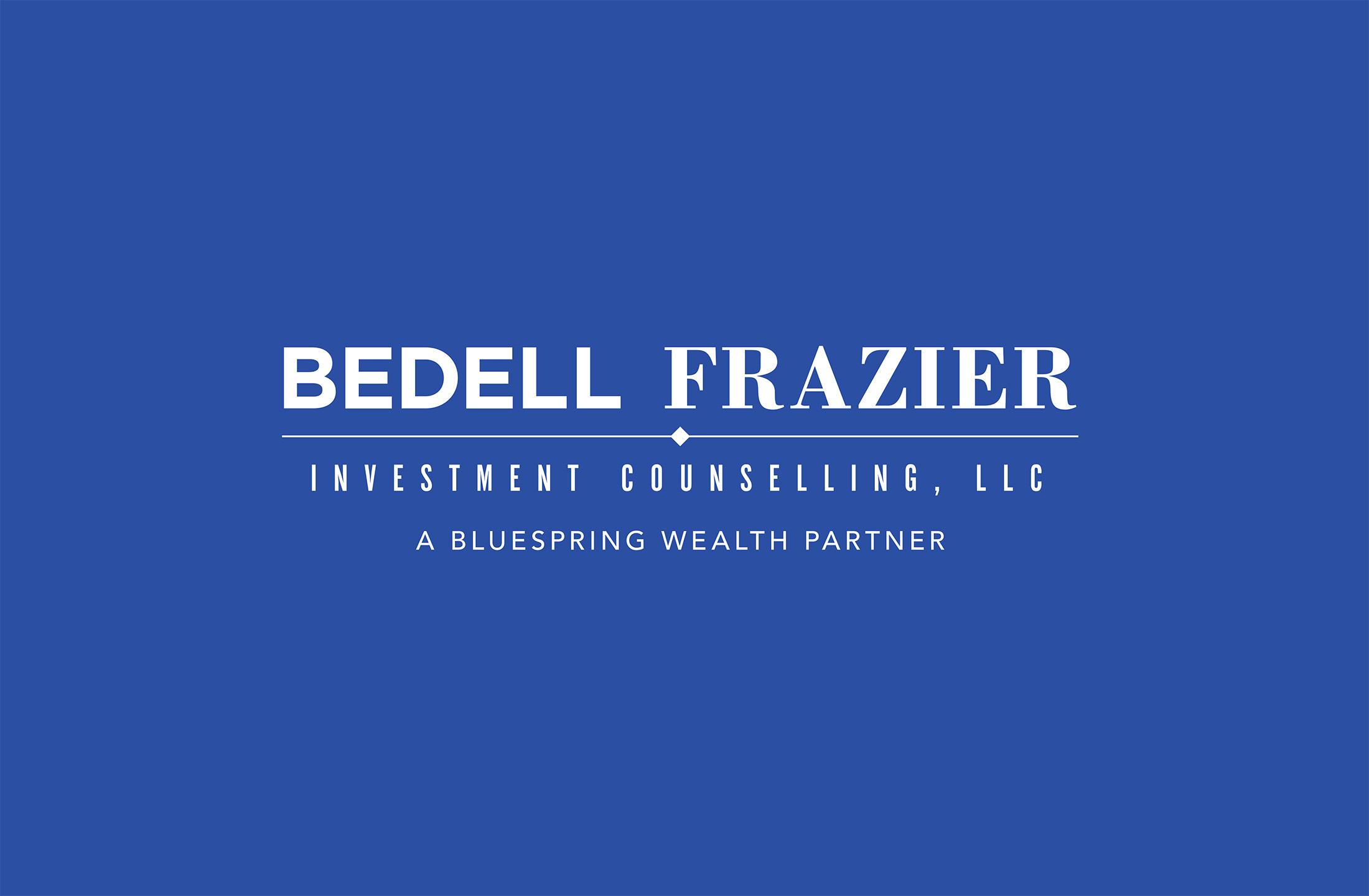 Bedell Frazier Investment Counselling logo displayed on a royal blue background.